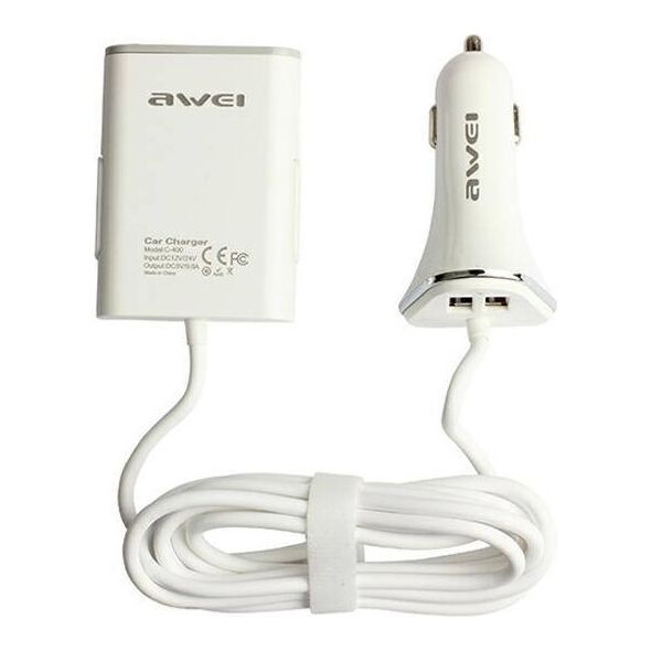 Car Charger 9.6A 4xUSB High Speed ​​AWEI (C-400) white 6954284098656