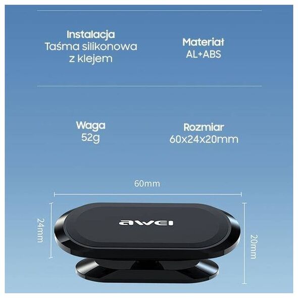 AWEI Cockpit Magnetic Car Holder (X20) grey/metal 6954284001090