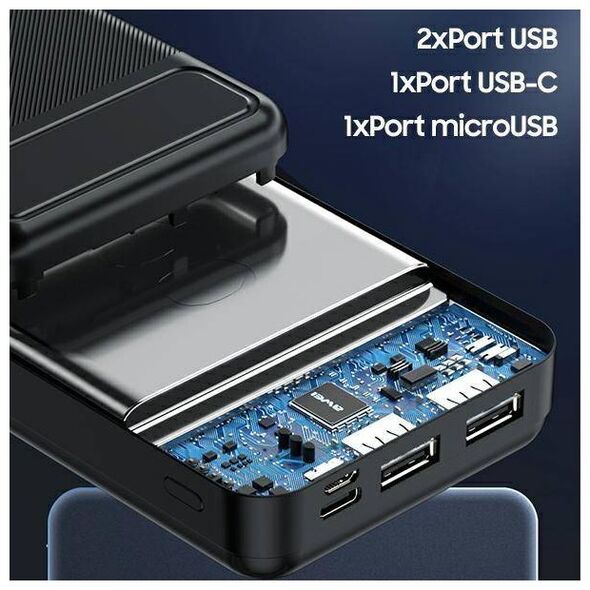 Powerbank 20000mAh 2xUSB + PD + Micro USB AWEI (P6K) black 6954284004411