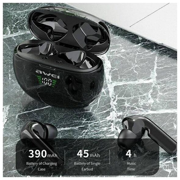 Bluetooth 5.0 TWS Headphones + AWEI Docking Station (T15P) black 6954284042185