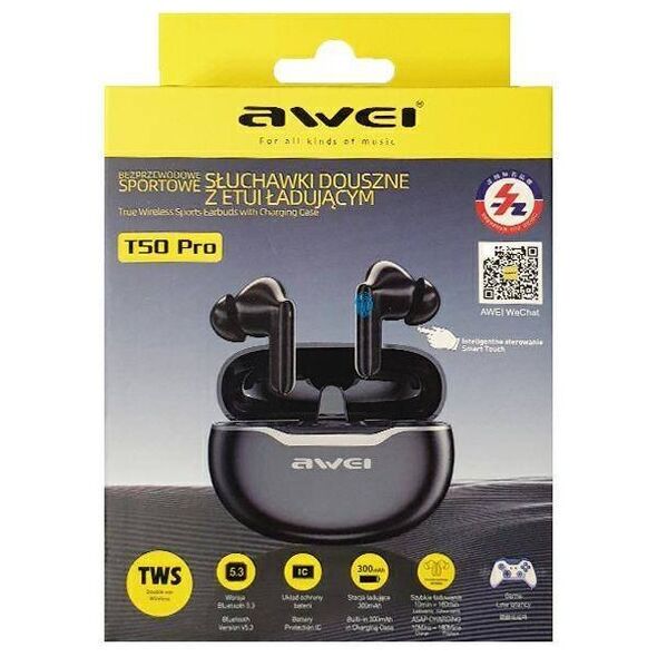 ENC Bluetooth 5.3 Headphones + AWEI Docking Station (T50) black 6954284004077