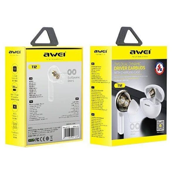 TWS AWEI (T12) Bluetooth Sport Headphones white 6954284097888
