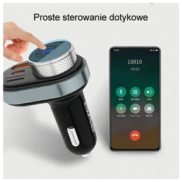 Bluetooth 5.0 MP3 Speakerphone With FM Transmitter 1xUSB + 1xUSB-C AWEI (C-843) black 6954284005401
