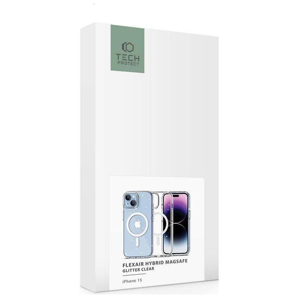 Case APPLE IPHONE 15 Tech-Protect FlexAir Hybrid MagSafe Glitter transparent 9490713936313