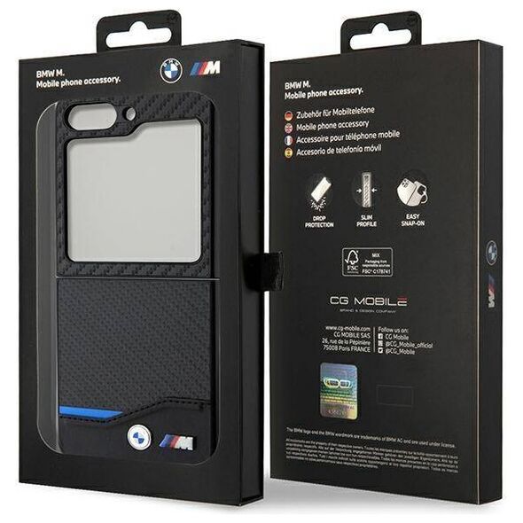 Original Case SAMSUNG GALAXY Z FLIP 5 BMW Leather Carbon (BMHCZF522NBCK) black 3666339174071