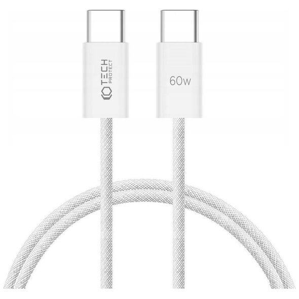 Cable 3A PD60W 1m USB-C - USB-C Tech-Protect Ultraboost  white 9319456607116