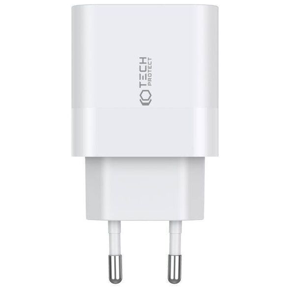 Wall Charger PD 20W 2x USB-C + Cable USB-C - USB-C Tech-Protect C20W white 9319456607291