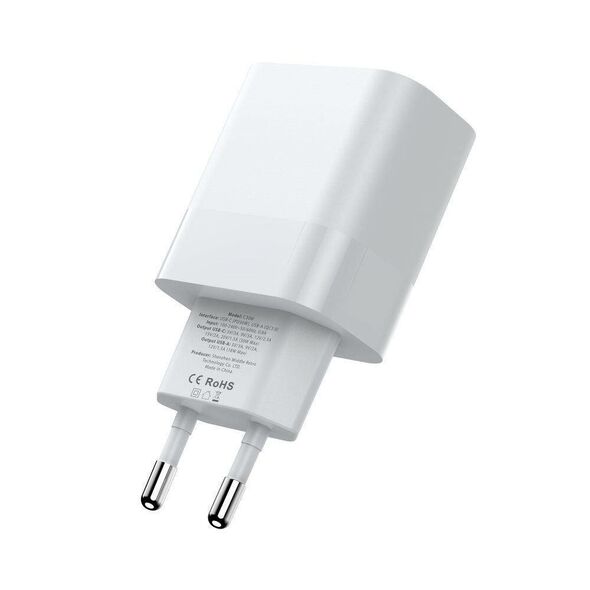 Wall Charger PD 20W 2x USB-C + Cable USB-C - USB-C Tech-Protect C20W white 9319456607291