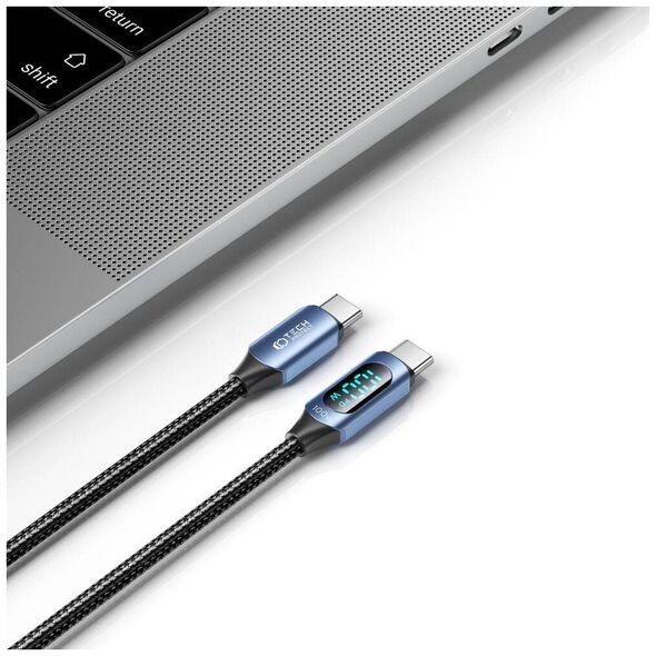 Cable 100W 5A 1m USB-C - USB-C Tech-Protect UltraBoost LED blue 5906203690657
