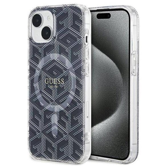 Original Case IPHONE 13 / 14 / 15 Guess hardcase IML GCube MagSafe (GUHMP15SHGCUSTGK) black 3666339221843