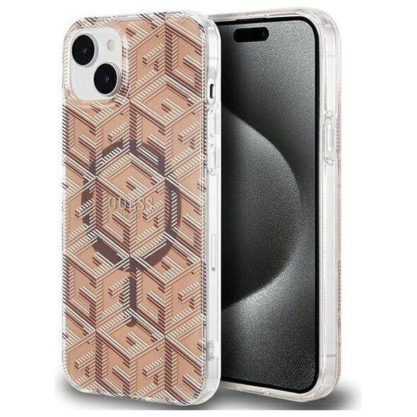 Original Case IPHONE 13 / 14 / 15 Guess hardcase IML GCube MagSafe (GUHMP15SHGCUSTGW) brown 3666339222123