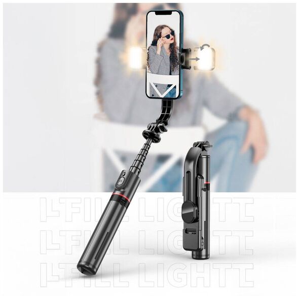 Selfie Stick Tripod with LED Light Bluetooth Tech-Protect L05S black 5906203690381