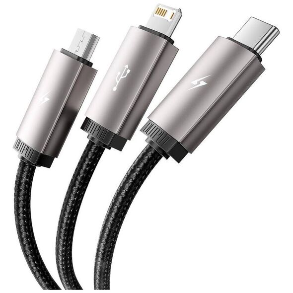 Cable 3in1 3.5A 1m USB - USB-C + Lightning + Micro USB Tech-Protect UltraBoost grey 5906203691272