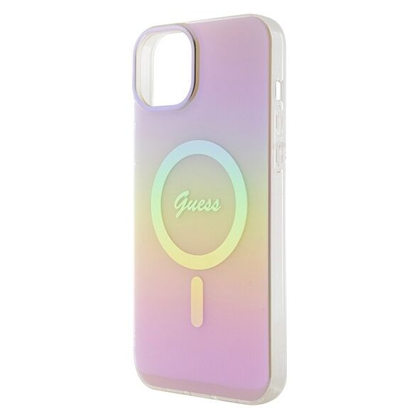 Guess case for iPhone 15 6.1&quot; GUHMP15SHITSP pink hardcase IML Iridescent MagSafe 3666339155063
