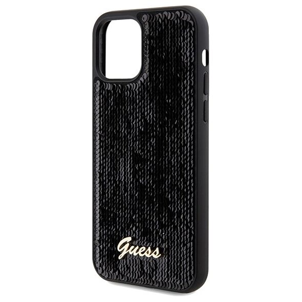 Guess case for  iPhone 12 / 12 Pro 6,1&quot; GUHCP12MPSFDGSK HC SEQUIN SCRIPT METAL BLACK 3666339172787