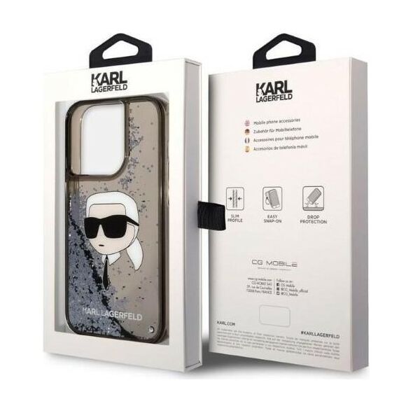 Karl Lagerfeld case for iPhone 14 Pro 6,1&quot; KLHCP14LLNKHCK black hardcase Glitter Karl Head 3666339086824