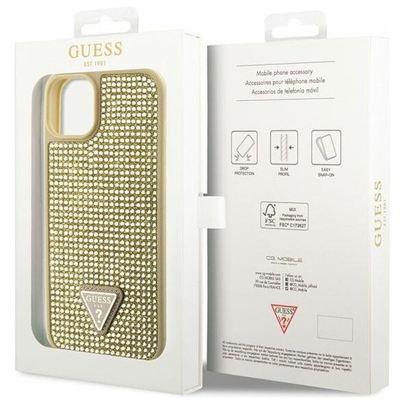 Guess case for iPhone 14 Plus 6,7&quot; GUHCP14MHDGTPD gold hardcase Rhinestone Triangle 3666339120061