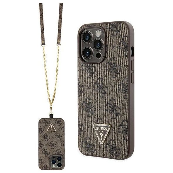 Guess case for iPhone 13 Pro 6,1&quot; GUHCP13LP4TDSCPW brown HC PU Leather Metal Logo Strass Crossbody 3666339146887