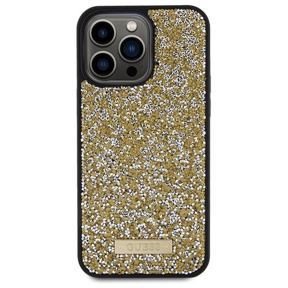Guess case for iPhone 15 Pro 6,1&quot; GUHCP15LPFGSBSD yellow HC Rhinestone Metal Logo 3666339153540