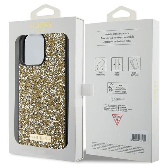 Guess case for iPhone 15 Pro 6,1&quot; GUHCP15LPFGSBSD yellow HC Rhinestone Metal Logo 3666339153540