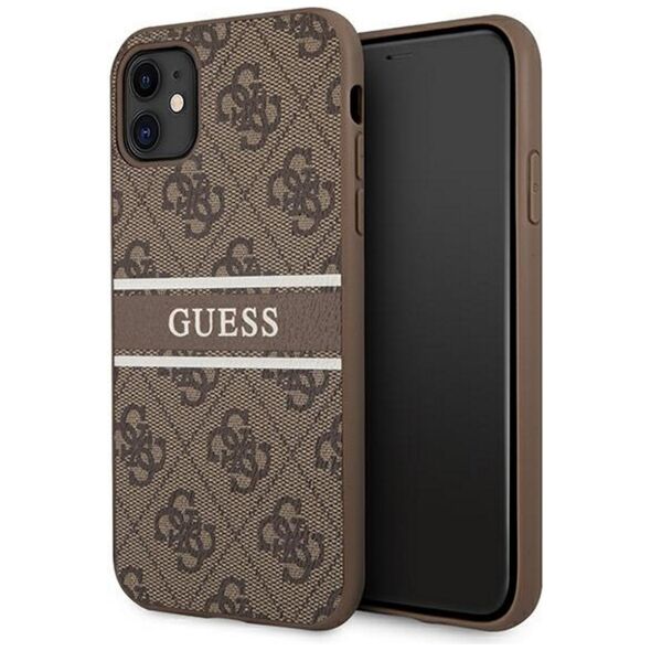 Guess case for iPhone 11 GUHCN614GDBR brown hard case 4G Stripe 3666339005498