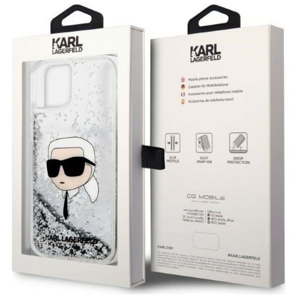 Karl Lagerfeld case for iPhone 14 Pro Max 6,7&quot; KLHCP14XLNKHCH silver hardcase Liquid Glitter NFT Karl's Head 3666339086879