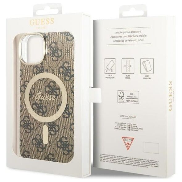 Guess case for iPhone 14 Plus 6,7&quot; GUHMP14MH4STW brown hardcase Magsafe IML 4G 3666339127213
