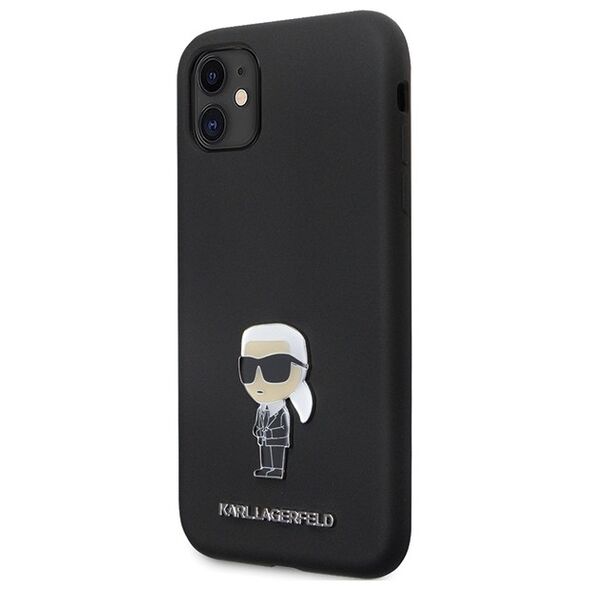 Karl Lagerfeld case for iPhone 11 KLHCN61SMHKNPK black HC Silicone Ikonik Metal Pin 3666339165918