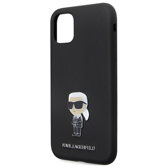 Karl Lagerfeld case for iPhone 11 KLHCN61SMHKNPK black HC Silicone Ikonik Metal Pin 3666339165918