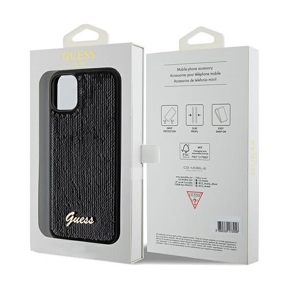 Guess case for  iPhone 11 GUHCN61PSFDGSK HC SEQUIN SCRIPT METAL BLACK 3666339172770