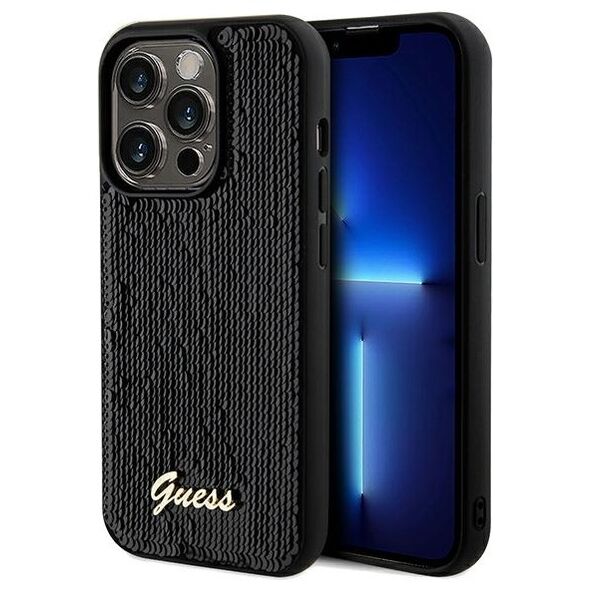 Guess case for  iPhone 14 Pro Max 6,7&quot; GUHCP14XPSFDGSK HC SEQUIN SCRIPT METAL BLACK 3666339172862