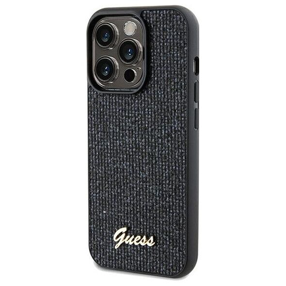 Guess case for  iPhone 13 Pro 6,1&quot; GUHCP13LPMSDGSK HC PU DISCO SCRIPT METAL BLACK 3666339173371