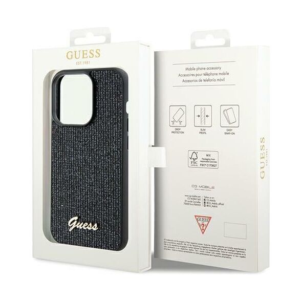 Guess case for  iPhone 13 Pro 6,1&quot; GUHCP13LPMSDGSK HC PU DISCO SCRIPT METAL BLACK 3666339173371
