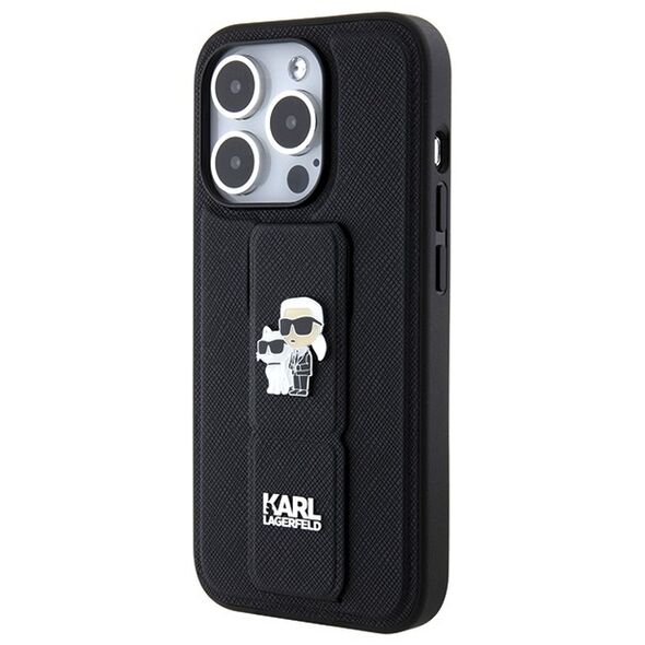 Karl Lagerfeld case for iPhone 13 Pro 6,1&quot; KLHCP13LGSAKCPK HC GRIPSTAND SAFFIANO KC PINS BLACK 3666339206819