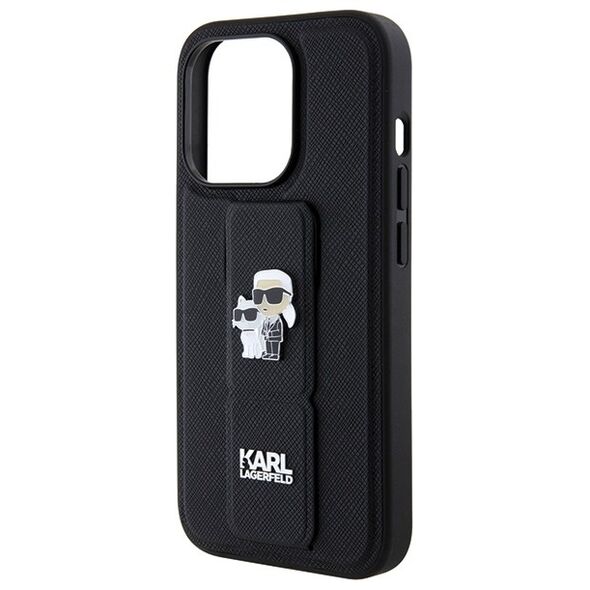 Karl Lagerfeld case for iPhone 13 Pro 6,1&quot; KLHCP13LGSAKCPK HC GRIPSTAND SAFFIANO KC PINS BLACK 3666339206819