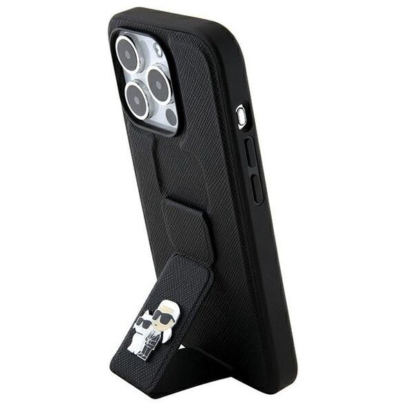 Karl Lagerfeld case for iPhone 13 Pro 6,1&quot; KLHCP13LGSAKCPK HC GRIPSTAND SAFFIANO KC PINS BLACK 3666339206819