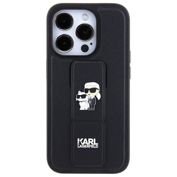 Karl Lagerfeld case for iPhone 14 Pro Max 6,7&quot; KLHCP14XGSAKCPK HC GRIPSTAND SAFFIANO KC PINS BLACK 3666339206864