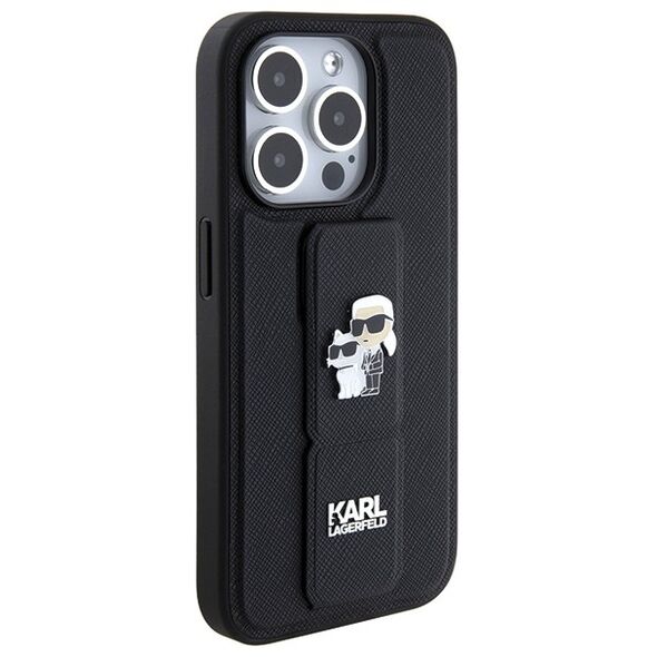 Karl Lagerfeld case for iPhone 14 Pro Max 6,7&quot; KLHCP14XGSAKCPK HC GRIPSTAND SAFFIANO KC PINS BLACK 3666339206864