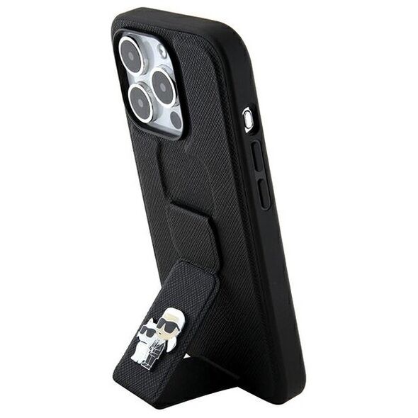 Karl Lagerfeld case for iPhone 14 Pro Max 6,7&quot; KLHCP14XGSAKCPK HC GRIPSTAND SAFFIANO KC PINS BLACK 3666339206864