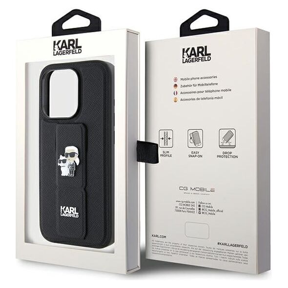 Karl Lagerfeld case for iPhone 14 Pro Max 6,7&quot; KLHCP14XGSAKCPK HC GRIPSTAND SAFFIANO KC PINS BLACK 3666339206864