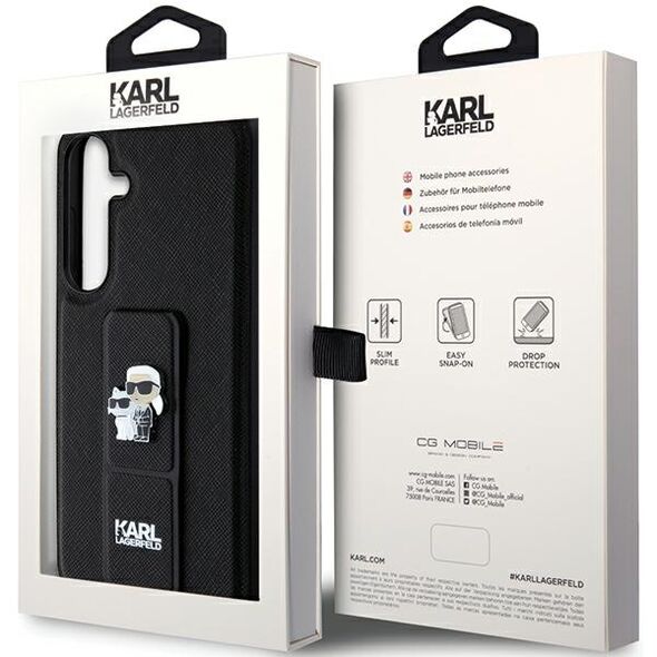 Karl Lagerfeld case for Samsung Galaxy S24 KLHCS24SGSAKCPK black HC GRIPSTAND SAFFIANO KC PINS 3666339242145