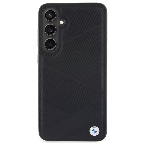 BMW case for Samsung Galaxy S24+ black Signature Leather Crossing Lines Pattern 3666339242633