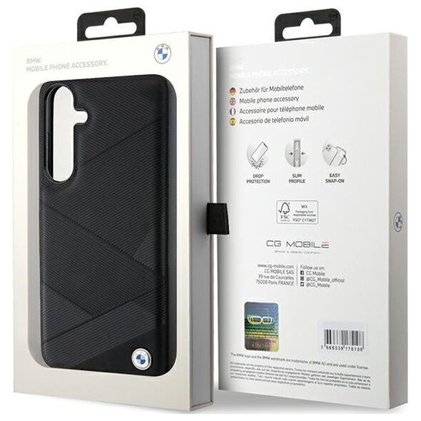 BMW case for Samsung Galaxy S24+ black Signature Leather Crossing Lines Pattern 3666339242633