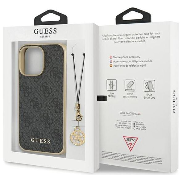 Guess case for iPhone 14 Pro 6,1&quot; GUHCP14LGF4GGR grey HC PU 4G Charm 3666339169879