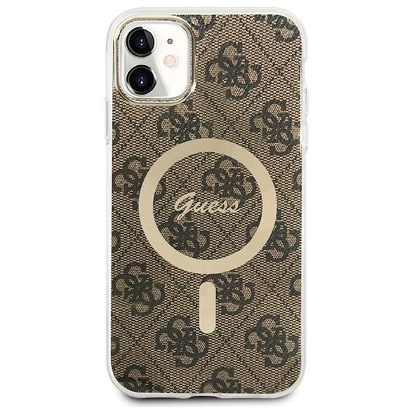 Guess set case + charger for iPhone 11 6,1&quot; GUBPN61H4EACSW brown hard case 4G Print MagSafe 3666339103385