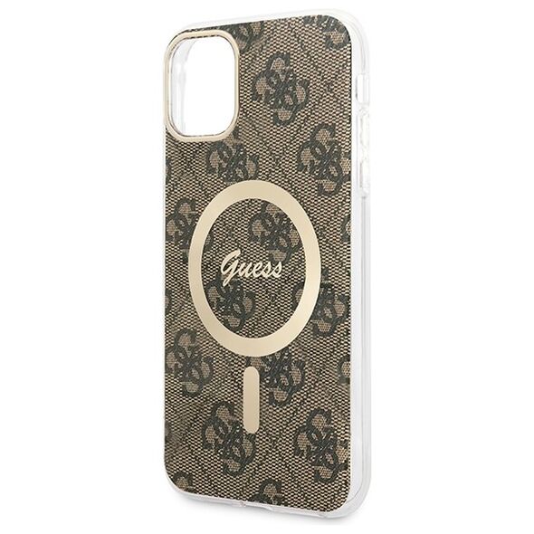 Guess set case + charger for iPhone 11 6,1&quot; GUBPN61H4EACSW brown hard case 4G Print MagSafe 3666339103385
