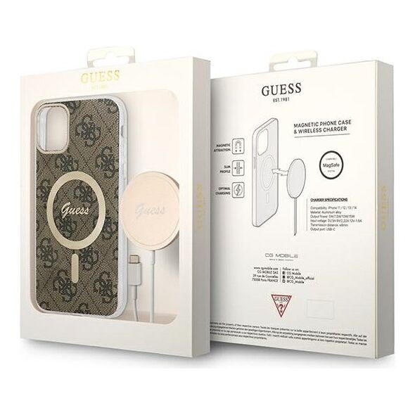 Guess set case + charger for iPhone 11 6,1&quot; GUBPN61H4EACSW brown hard case 4G Print MagSafe 3666339103385