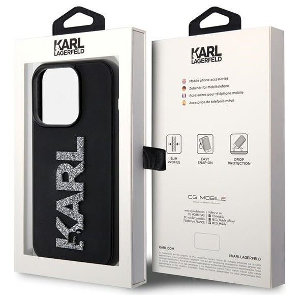 Karl Lagerfeld case for iPhone 15 Pro 6,1&quot; KLHCP15L3DMBKCK black HC 3D Logo Glitter 3666339166618