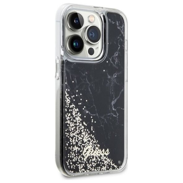 Guess case for iPhone 14 Pro 6,1&quot; GUHCP14LLCSGSGK black hard case Liquid Glitter Marble 3666339127299