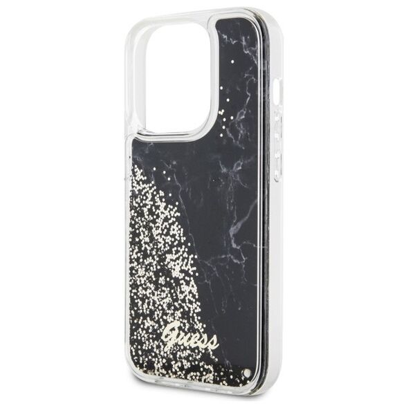 Guess case for iPhone 14 Pro 6,1&quot; GUHCP14LLCSGSGK black hard case Liquid Glitter Marble 3666339127299